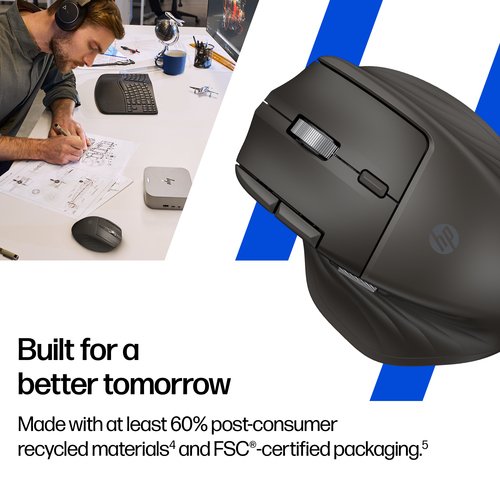 HP 785M Mouse - Bluetooth/Radio Frequency - USB Type A - 6 Programmable Button(s) - Wireless - 2.40 GHz - Rechargeable - S