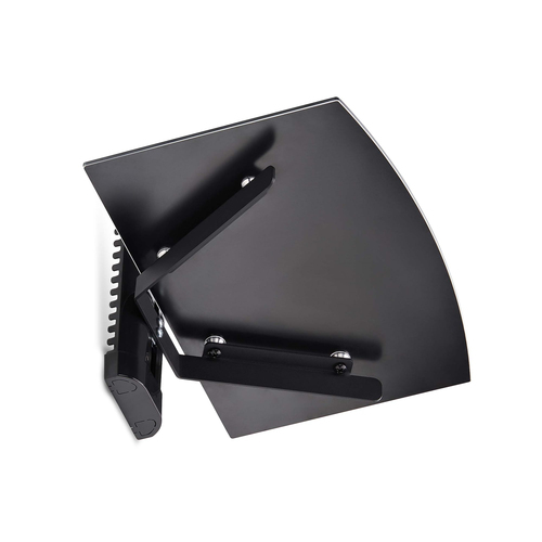 StarTech.com Floating Wall-Mounted AV Shelf, Adjustable Height Shelf For Under TV A/V Equipment, Black Tempered Glass Shel