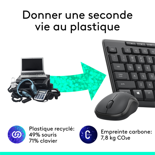 Logitech MK295 Silent. Facteur de forme du clavier: Taille réelle (100 %). Style de clavier: Droit. Technologie de connect