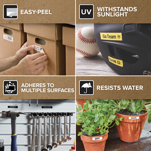 Mehrzwecketikett Dymo 45018 - 12 mm Breite - Rechteck - Thermotransfer - Glänzend - Gelb, Schwarz - Plastik