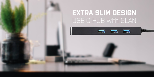 i-tec Advance USB-C Slim Passive HUB 3 Port + Gigabit Ethernet Adapter. Product colour: Black, LED indicators: LAN, Chipse