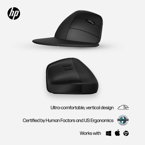HP Maus - Bluetooth - Schwarz - Kabellos - 2,40 GHz - 1200 dpi Auflösung - Scroll-Rad - Rechtshändig