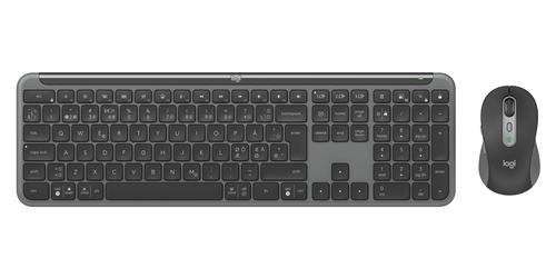 Logitech Signature Slim MK950 Keyboard & Mouse - Danish, Norwegian, Swedish, Finnish - USB Type A Scissors Wireless Blueto