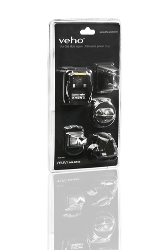 Veho VAA-005. Input frequency: 50/60 Hz, Output voltage: 5 V. Power adapter capacity: 1000 mAh. Product colour: Black
