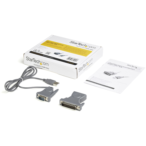StarTech.com Data Transfer Adapter - 1 Each - 1 x 9-pin DB-9 RS-232 Serial - Male - 1 x USB 2.0 Type A - Male - Grey