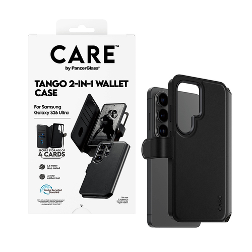 PANZERGLASS CARE TANGO WALLET QI 2-IN-1 GALAXY S26 ULTRA BLACK