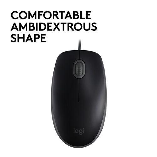 Logitech B110 Mouse - USB - Optical - Black - Cable