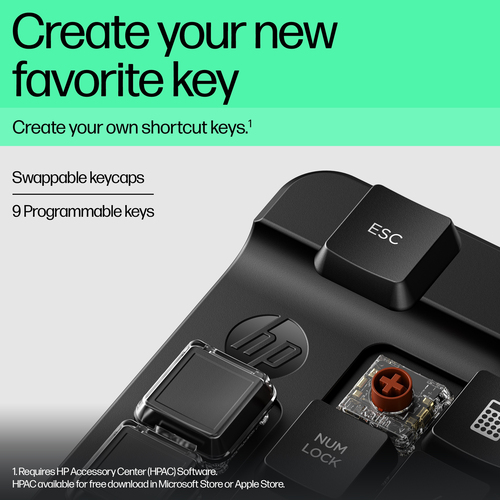 HP 435 Programmable Wireless Keypad. Device interface: Bluetooth, Keyboard key switch: Mechanical. Product colour: Black. 