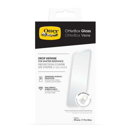 OtterBox Glass. Compatibilidade da marca: Apple, Compatibilidade: iPhone 17 Pro Max, Funcionalidades de proteção: Resisten