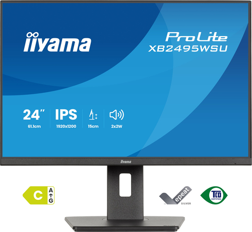 iiyama ProLite XB2495WSU-B1 24 Zoll Klasse WUXGA LED-Monitor - 16:10 Format - Mattschwarz - 61,2 cm (24,1 Zoll) Viewable -
