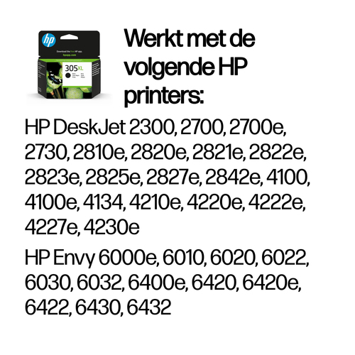 HP 305XL High Yield Black Original Ink Cartridge. Cartridge capacity: High (XL) Yield, Black ink type: Pigment-based ink, 