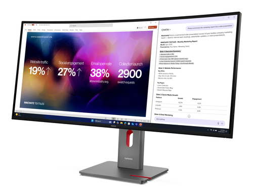 Lenovo ThinkVision P40WD-40 Monitor. Display diagonal: 100.8 cm (39.7"), Display resolution: 5120 x 2160 pixels, HD type: 