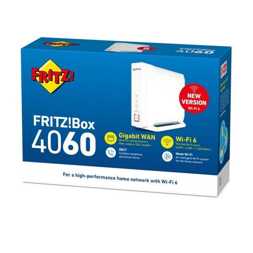 FRITZ!Box 4060 Edition International. Maximum data transfer rate: 6000 Mbit/s, Maximum data transfer rate (2.4 GHz): 1200 