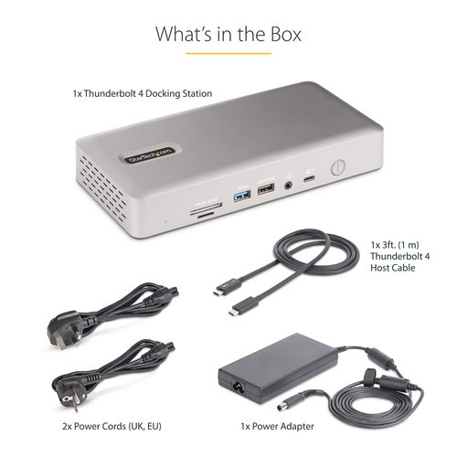 StarTech.com Universal USB4 & Thunderbolt 4 Docking Station, Quad Display on Windows, Dual Display on MacBook, HDMI DP Doc