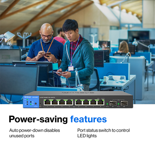 Linksys LGS310MPC 8 Ports Manageable Ethernet Switch - Gigabit Ethernet - 1000Base-T, 1000Base-X - 3 Layer Supported - Mod
