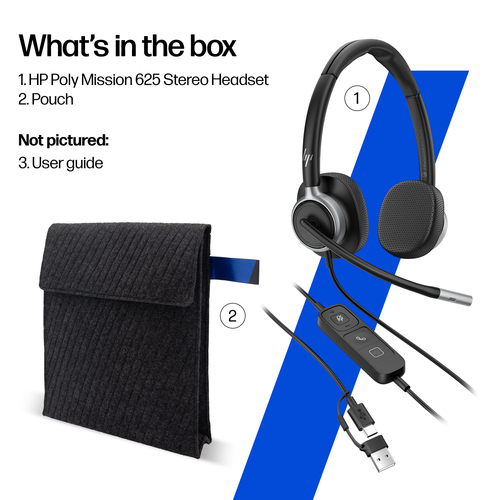Poly Mission 600 615 Com fios Headset, Na orelha Mono Fone de ouvido - Preto - Microsoft Teams Certification - Monaural - 