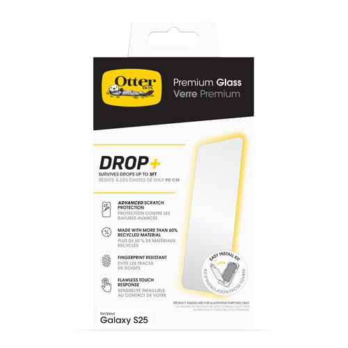 OtterBox Premium Glass 9H Aluminosilicate Tempered Glass Screen Protector for Samsung Galaxy S25 - Clear - 1 - For AMOLED 