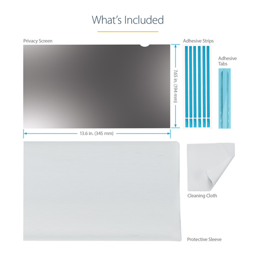 StarTech.com 15.6-inch 16:9 Laptop Privacy Filter, Anti-Glare Privacy Screen w/51% Blue Light Reduction, +/- 30° View Angl
