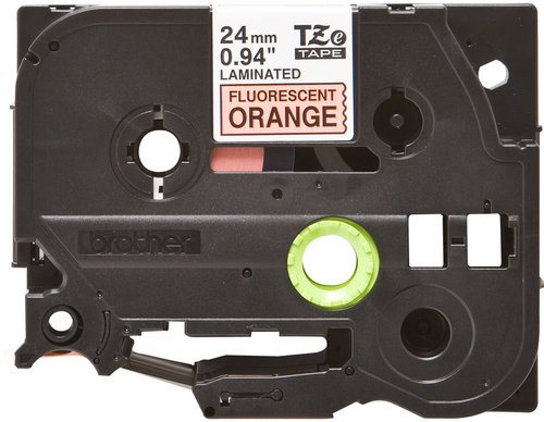 P-touch TZe-B51 Label Tape - 23.88 mm Width - Direct Thermal - Fluorescent Orange - Laminated - 1 Each