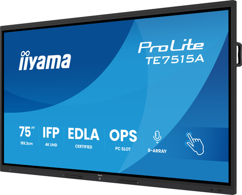 iiyama ProLite TE7515A-B1AG 1905 mm 4K UHD LCD Collaboration Display - Rockchip Cortex A72 + A53 RK3576 - 16 GB - DeepCont
