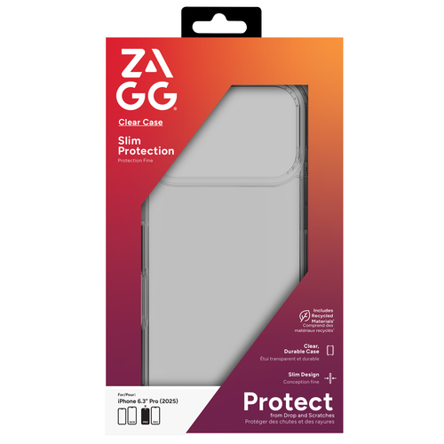 ZAGG Clear Case For Apple iPhone 17 Pro. Case type: Cover, Brand compatibility: Apple, Compatibility: iPhone 17 Pro, Maxim