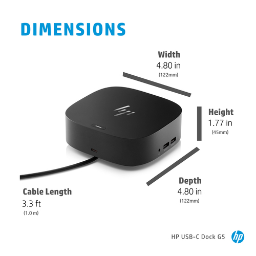 Docking station HP USB Type-C per Computer portatile - 100 W - 5 x Porte USB - 4 x USB 3.0 - USB di tipo C - Rete (RJ-45) 
