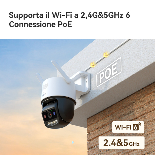 Telecamera IP Titan Pro (WI-FI + Poe) , Risoluzione 6MP(3K+), H.265/H.264 Compressione video, Frame Rate fino a 20fps, 355