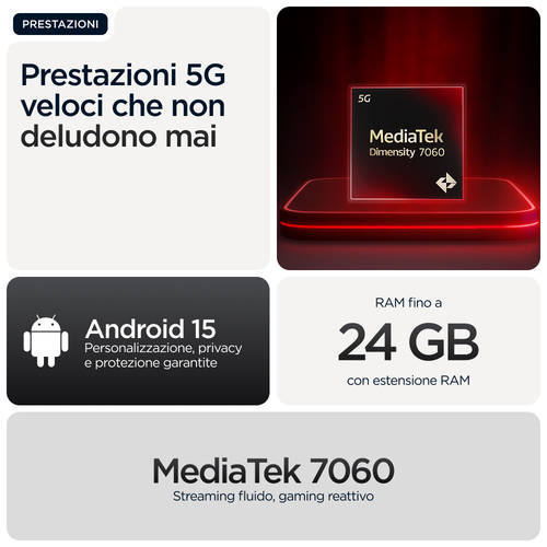 Motorola moto g56 5G . Dimensioni diagonale schermo: 17,1 cm (6.72"), Risoluzione del display: 2400 x 1080 Pixel. Frequenz