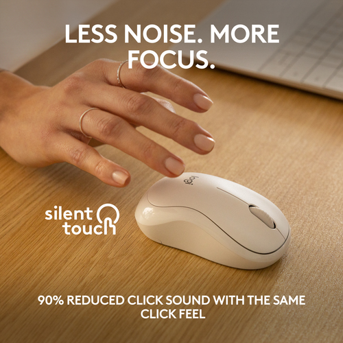 Logitech Silent M240 Mouse - Bluetooth - Optical - 3 Button(s) - 1 Programmable Button(s) - Off White - Wireless - 4000 dp