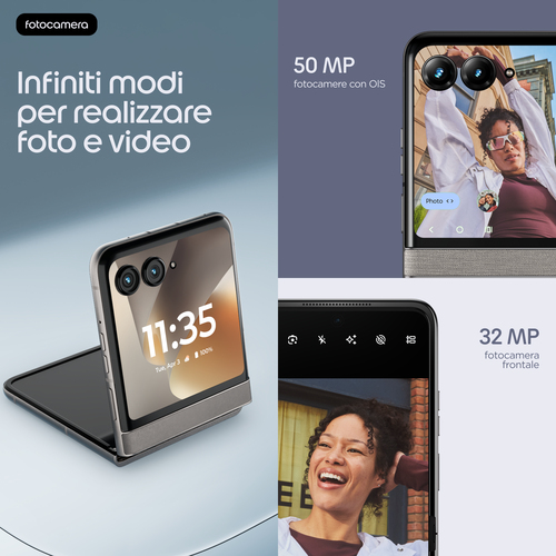 Motorola razr 70 (8/256GB, Doppia camera 50MP, Display interno FHD+ 6.9" 120Hz e esterno 3.62", MediaTek Dimensity 7450X, 