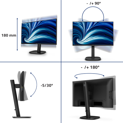 Philips 24B2N3200D 24" Aula WUXGA Monitor LED - 16:10 - Preto - 61 cm (24") Viewable - Tecnologia IPS (In-plane switching)
