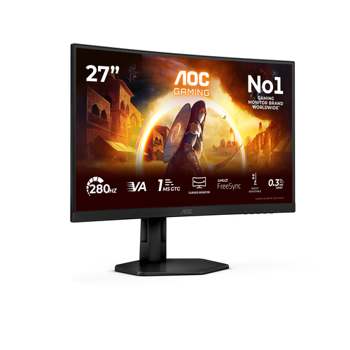 AOC C27G4ZXU 27" Aula Full HD Ecrã curvo Monitor LCD para gaming - 16:9 - Preto, Cinzento - 68,6 cm (27") Viewable - Alinh