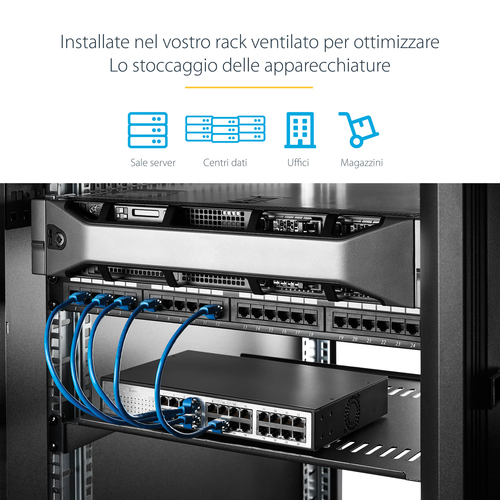 StarTech.com Mensola per Rack 19" 1U Ventilata - Scaffale/Ripiano universale cantilever per rack e armadi di rete 19 polli