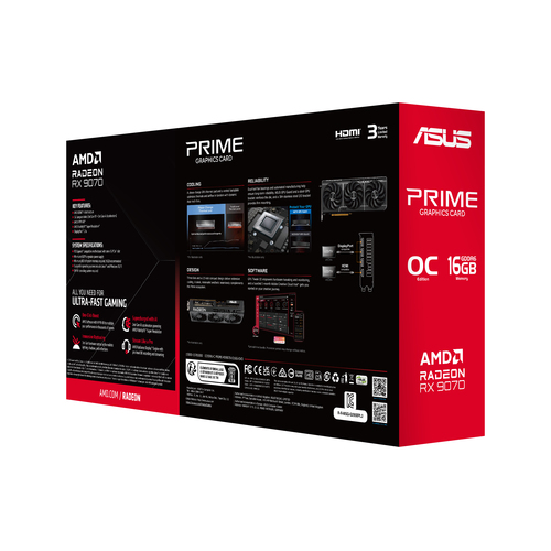 Carte Graphique Asus AMD Radeon RX 9070 - 16 Go GDDR6 - 7680 x 4320 - 2,14 GHz Horloge de jeu - 2,61 GHz Boost clock - 256