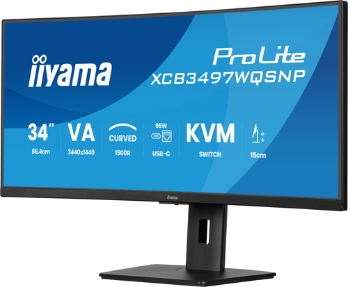 iiyama ProLite XCB3497WQSNP-B1 34 Zoll Klasse UWQHD Gekrümmter Bildschirm LED-Monitor - 21:9 Format - Mattschwarz - 86,4 c