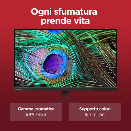 Lenovo L24-4e Monitor SCATOLA APERTA E DANNEGGIATA Dimensioni diagonale schermo: 60,5 cm (23.8"), Risoluzione del display: