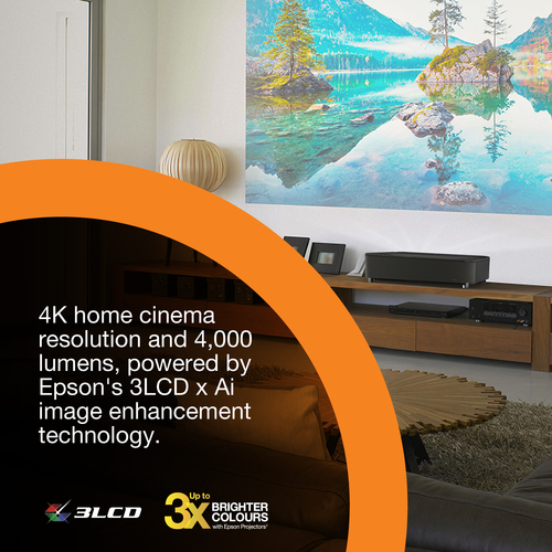 Epson Lifestudio Grand Plus EH-LS970B - Metallic black. Projector brightness: 4000 ANSI lumens, Projection technology: 3LC