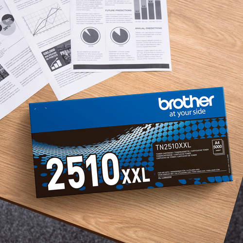 Brother TN2510XL - Cartouche de toner haute capacité originale - Noir. Rendement par page de toner noir: 3000 pages, Coule