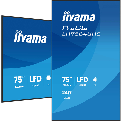 iiyama LH7564UHS-B1AG. Produktdesign: Digital Signage Flachbildschirm. Bildschirmdiagonale: 190,5 cm (75"), Display-Auflös