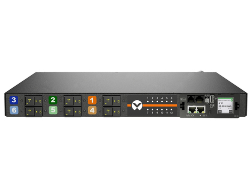 Vertiv Geist MGS5M1R6-12CF13-3PS56B2H10-S. PDU types: Switched, Rack capacity: 0U, Type: Three-phase. AC outlets quantity: