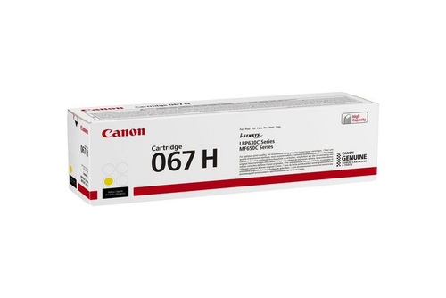 Canon 067H. Rendimento da página de toner a cores: 2350 páginas, Cor(es) dos cartuchos de impressão: Amarelo, Quantidade p