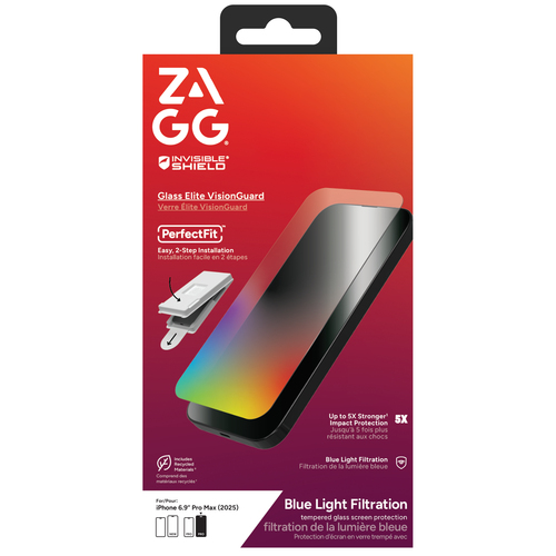 InvisibleShield Glass Elite VG. Marke-Kompatibilität: Apple, Kompatibilität: iPhone 17 Pro Max, Protection features: Blaul