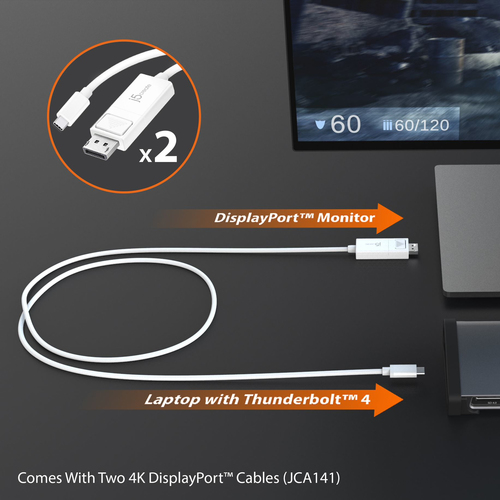 Docking station j5create Thunderbolt 4 per Desktop PC, Computer portatile, Monitor, Mouse, Tastiera, Stampante, Cuffie - L