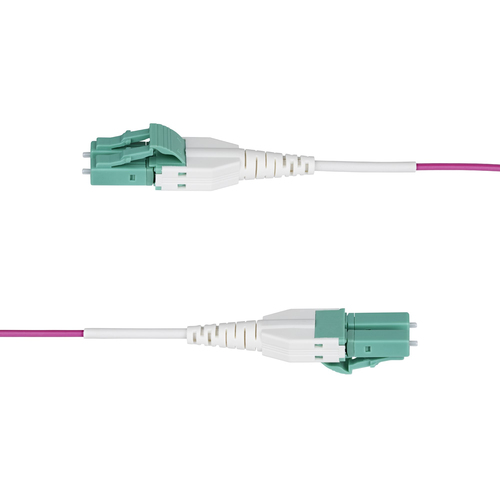 StarTech.com OM4RLCLC3M. Kabellänge: 3 m, Kabeltyp: OFNR, Fibre optic type: OM4, Anschluss 1: LC, Anschluss 2: LC, Lochdur