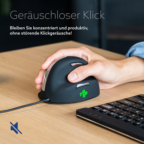 R-Go Tools HE Mouse R-Go , Ergonomische Maus, Mittel (Handlänge 165-185mm), rechtshändig, kabelgebunden, rechts, USB Typ-A