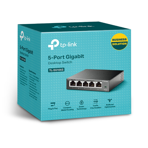 TP-Link TL-SG105S 5 Ports Ethernet Switch - Gigabit Ethernet - 10/100/1000Base-T - 2 Layer Supported - 2.40 W Power Consum