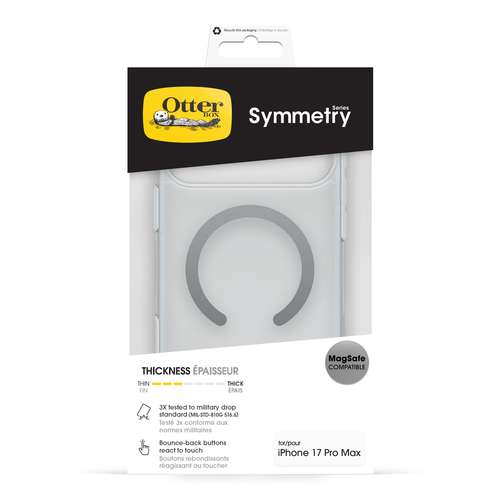 OtterBox Symmetry Clear MagSafe. Tipo de mala: Capa, Compatibilidade da marca: Apple, Compatibilidade: iPhone 17 Pro Max, 