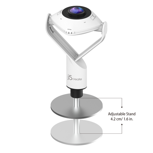 j5create JVCU360 360° All Around Webcam, 1080p Video Capture Resolution, White and Black. Megapixel (approx.): 2.07 MP, Ma