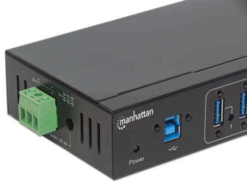 Manhattan USB Hub - USB 3.0 Type B - Wall/DIN Rail Mountable - 7 Total USB Port(s) - 7 USB 3.0 Port(s) - PC, Mac