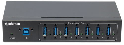 Manhattan USB Hub - USB 3.0 Type B - Wall/DIN Rail Mountable - 7 Total USB Port(s) - 7 USB 3.0 Port(s) - PC, Mac